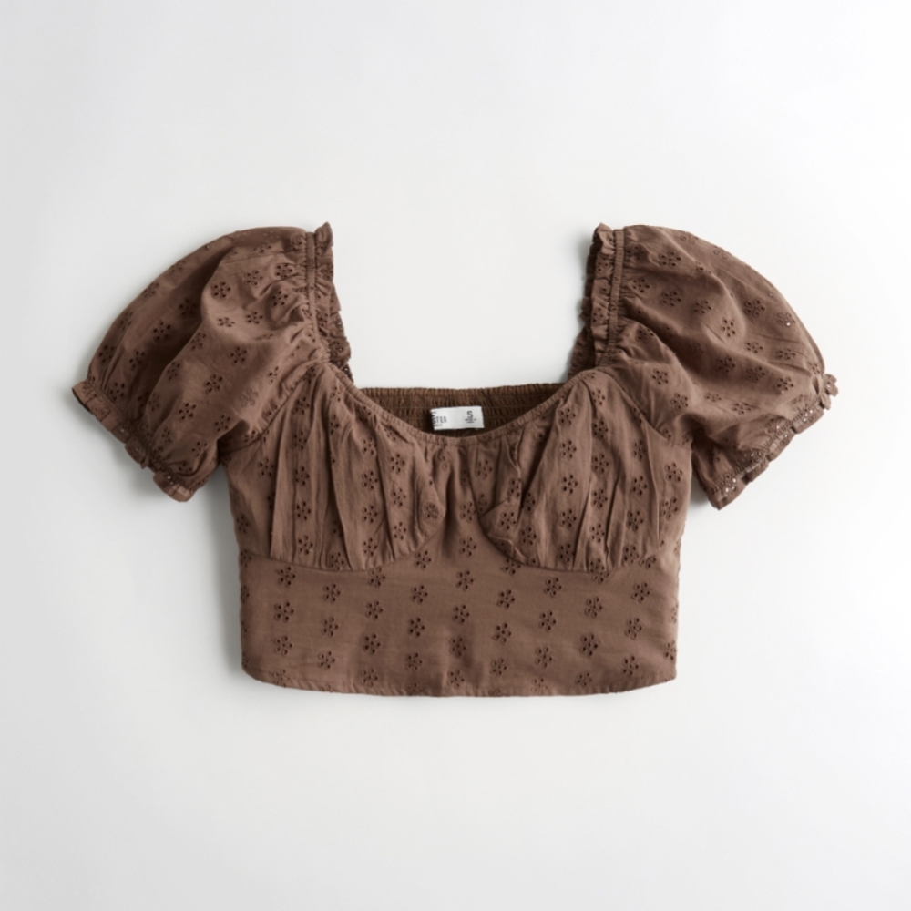 Hollister Brown Floral Crop Top